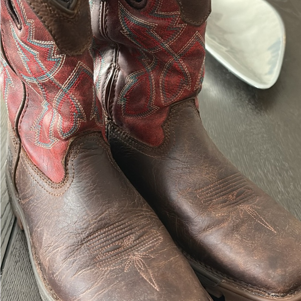 Rocky Brown and Red Leather Western Boots 4Y